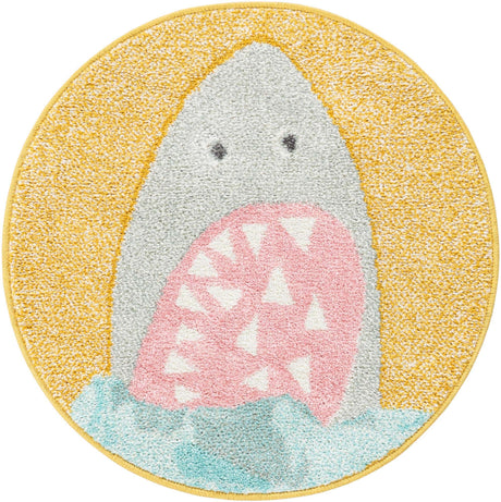 Yellow 2' 2 x 2' 2 Whimsy Kids Round Rug
