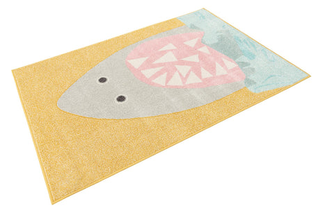 Yellow 4' 1 x 6' 1 Whimsy Kids Rectangle Area Rug for Baby Nursery, Toddler Playroom,  Bedrooms Playful Fun Design Easy Clean Carpet for Sale at Rug Engine