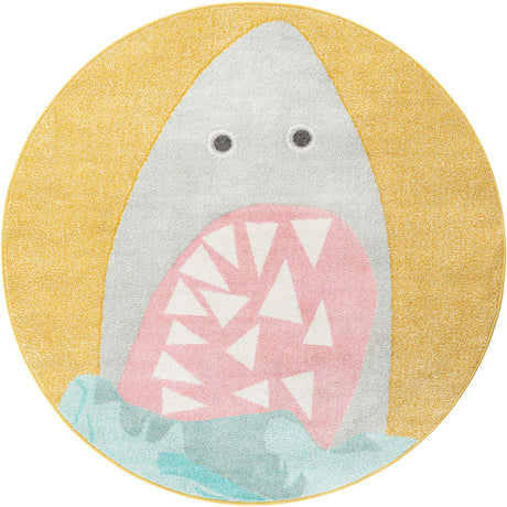 Yellow 5' 1 x 5' 1 Whimsy Kids Round Rug