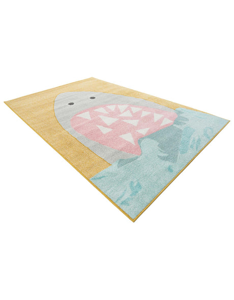 Yellow 5' 3 x 8' Whimsy Kids Rectangle Area Rug for Baby Nursery, Toddler Playroom,  Bedrooms Playful Fun Design Easy Clean Carpet for Sale at Rug Engine