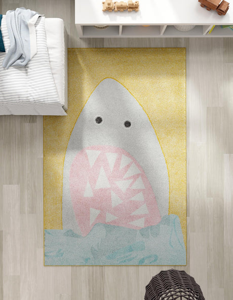 Yellow 2' 2 x 3' 1 Whimsy Kids Rectangle Area Rug for Baby Nursery, Toddler Playroom,  Bedrooms Playful Fun Design Easy Clean Carpet for Sale at Rug Engine