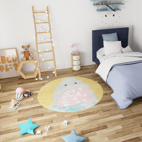 Yellow 2' 2 x 2' 2 Whimsy Kids Round Rug