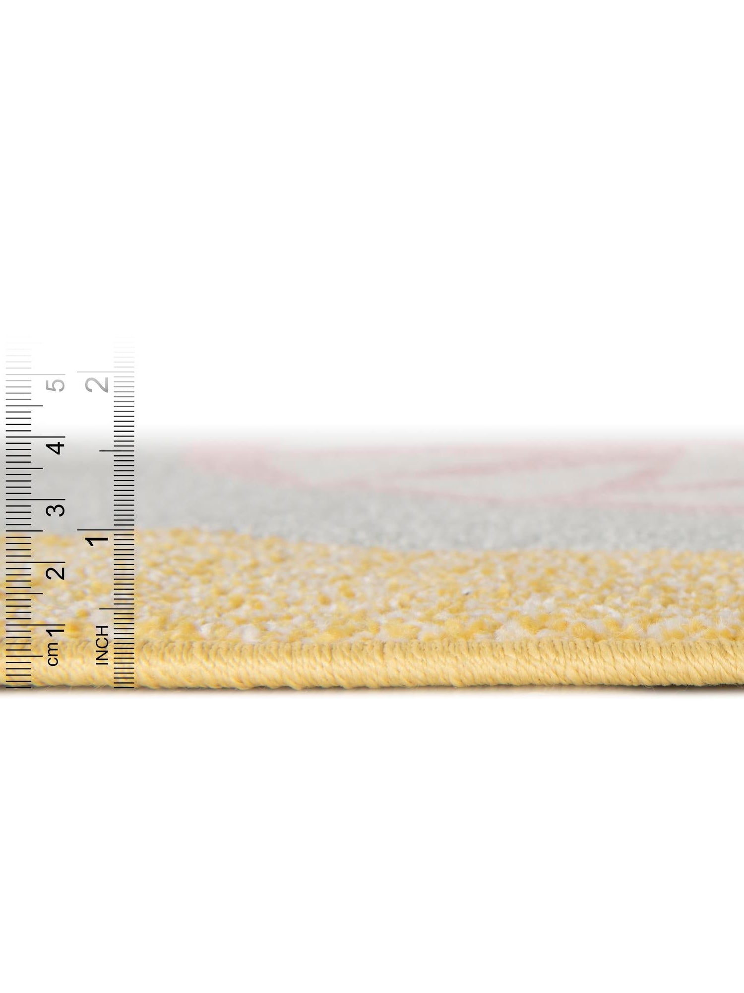 Yellow 5' 1 x 5' 1 Whimsy Kids Round Area Rug for Baby Nursery, Toddler Playroom, Bedrooms