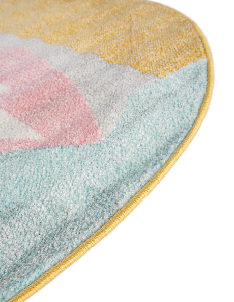 Yellow 5' 1 x 5' 1 Whimsy Kids Round Area Rug for Baby Nursery, Toddler Playroom,  Bedrooms Playful Fun Design Easy Clean Carpet for Sale at Rug Engine