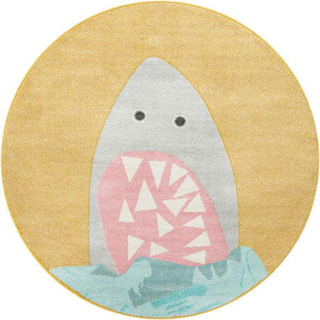 Yellow 6' 1 x 6' 1 Whimsy Kids Round Rug