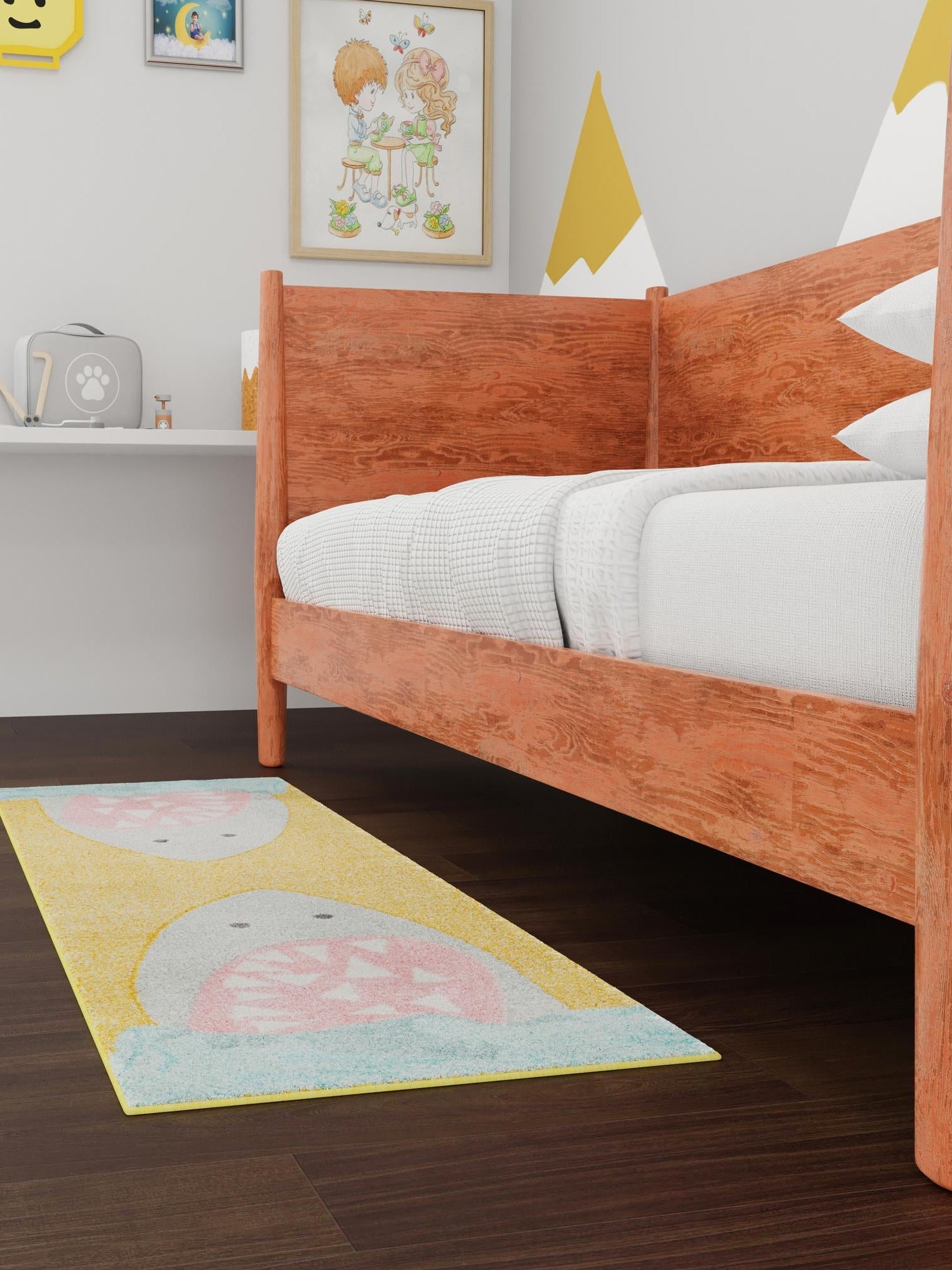 Yellow 2' 2 x 5' 1 Whimsy Kids Runner Area Rug for Baby Nursery, Toddler Playroom,  Bedrooms Playful Fun Design Easy Clean Carpet for Sale at Rug Engine