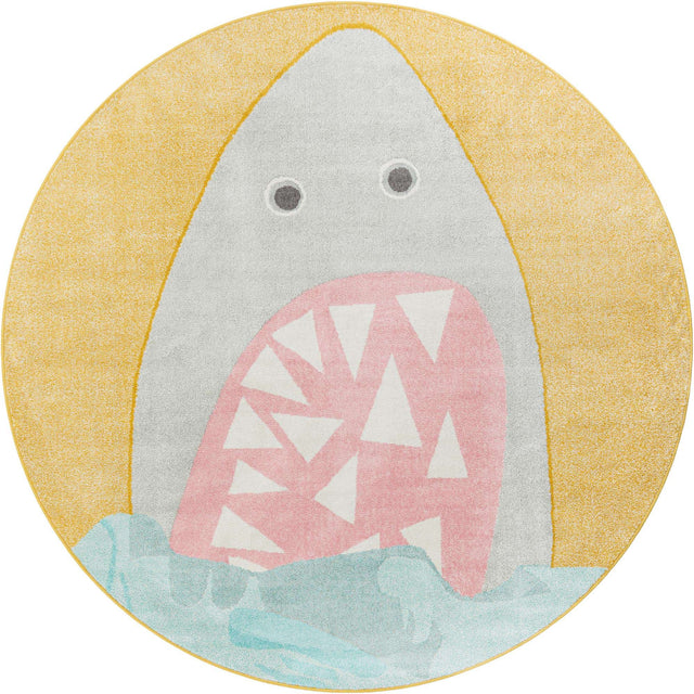 Yellow 8' x 8' Whimsy Kids Round Rug
