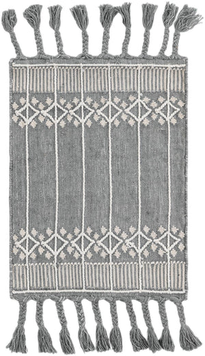 Cool Gray 2' x 3' 1 Eco Bohemian Indoor Outdoor Rectangle Area Rug Weather Resistant for Patio, Deck, Terrace, Balcony, Porch 100% Recycled PET Polyester Carpet Mat for Sale at Rug Engine