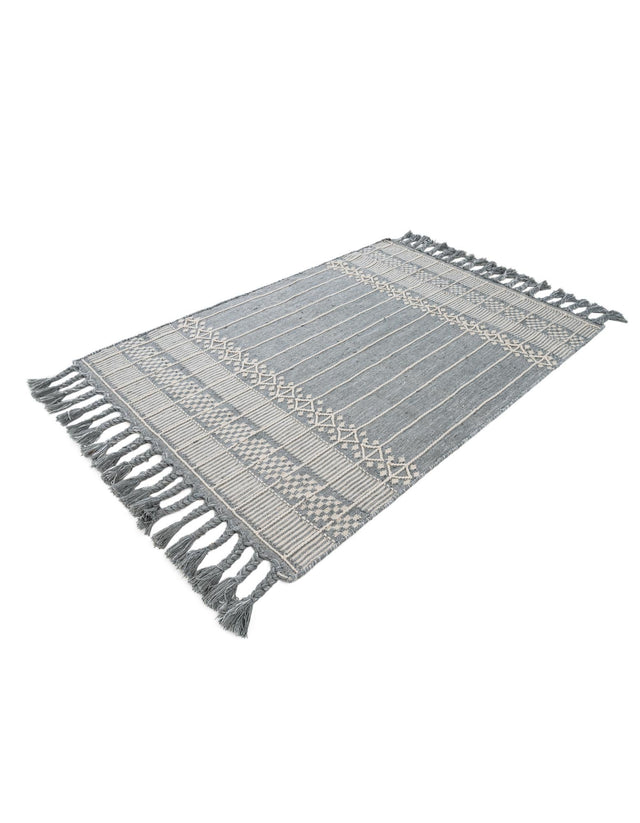 Cool Gray 4' 1 x 6' 1 Eco Bohemian Indoor Outdoor Rectangle Area Rug Weather Resistant for Patio, Deck, Terrace, Balcony, Porch 100% Recycled PET Polyester Carpet Mat for Sale at Rug Engine