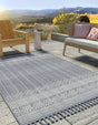 Cool Gray 5' 1 x 8' Eco Bohemian Indoor Outdoor Rectangle Area Rug Weather Resistant for Patio, Deck, Terrace, Balcony, Porch 100% Recycled PET Polyester Carpet Mat for Sale at Rug Engine