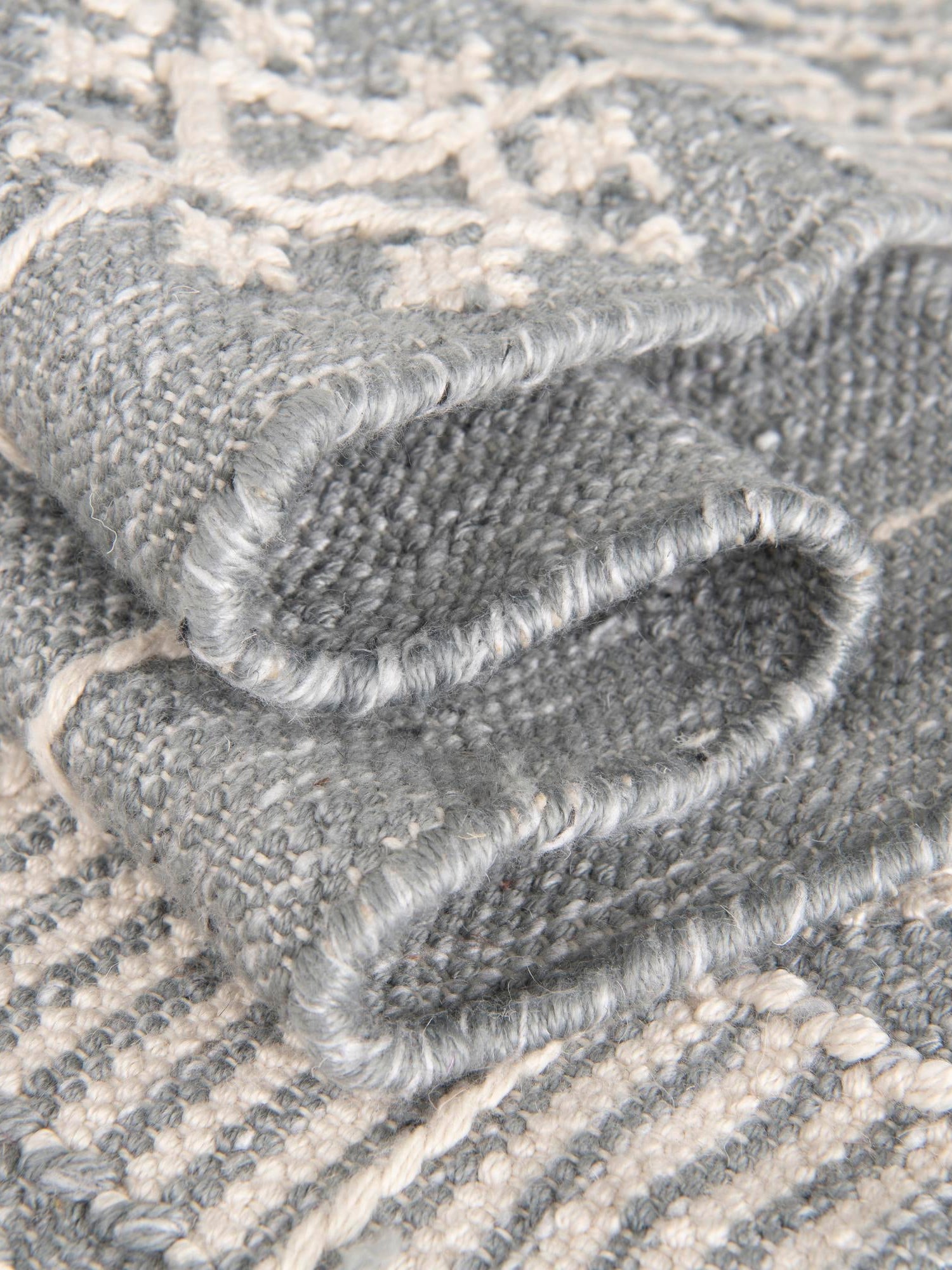 Cool Gray 9' x 12' Eco Bohemian Indoor Outdoor Rectangle Area Rug Weather Resistant for Patio, Deck, Terrace, Balcony, Porch 100% Recycled PET Polyester Carpet Mat for Sale at Rug Engine