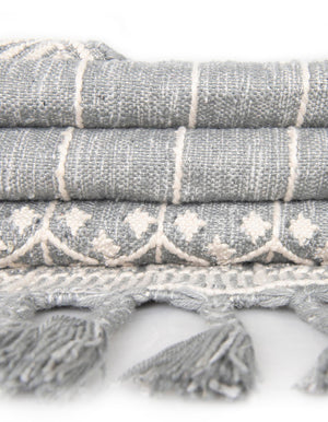 Cool Gray 4' 1 x 6' 1 Eco Bohemian Indoor Outdoor Rectangle Area Rug Weather Resistant for Patio, Deck, Terrace, Balcony, Porch 100% Recycled PET Polyester Carpet Mat for Sale at Rug Engine