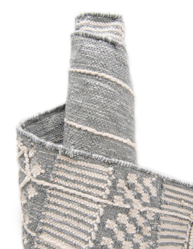 Cool Gray 2' 2 x 8' 2 Eco Bohemian Indoor Outdoor Runner Area Rug Weather Resistant for Patio, Deck, Terrace, Balcony, Porch 100% Recycled PET Polyester Carpet Mat for Sale at Rug Engine