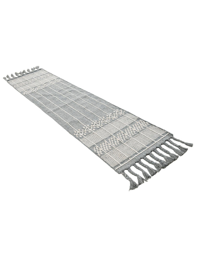 Cool Gray 2' 2 x 8' 2 Eco Bohemian Indoor Outdoor Runner Area Rug Weather Resistant for Patio, Deck, Terrace, Balcony, Porch 100% Recycled PET Polyester Carpet Mat for Sale at Rug Engine
