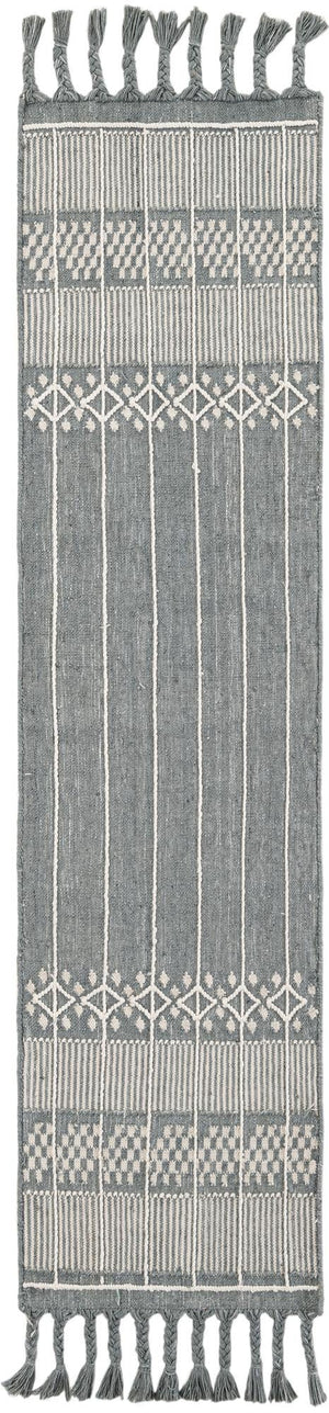 Cool Gray 2' 2 x 8' 2 Eco Bohemian Indoor Outdoor Runner Area Rug Weather Resistant for Patio, Deck, Terrace, Balcony, Porch 100% Recycled PET Polyester Carpet Mat for Sale at Rug Engine