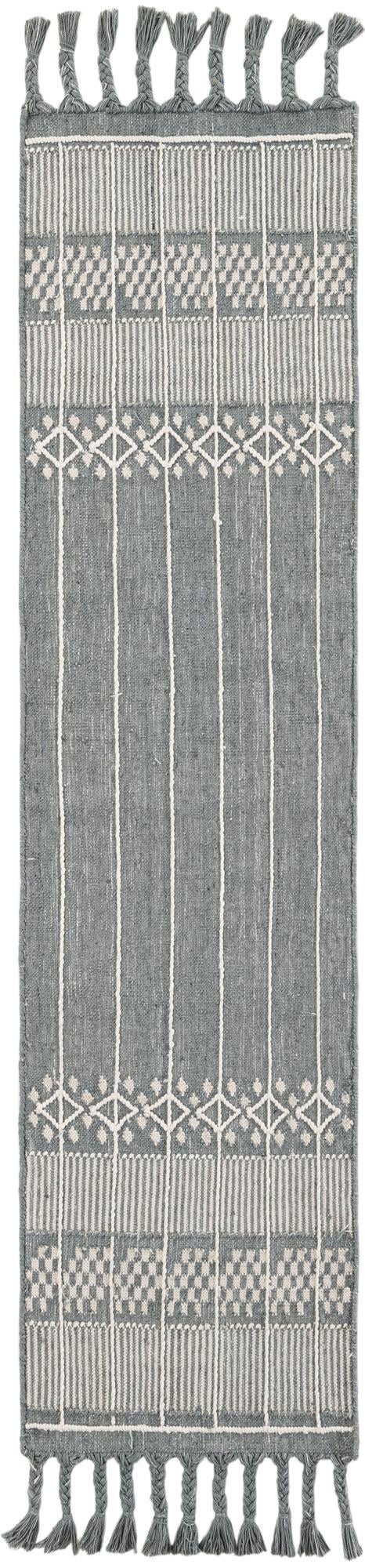 Cool Gray 2' 2 x 8' 2 Eco Bohemian Indoor Outdoor Runner Area Rug Weather Resistant for Patio, Deck, Terrace, Balcony, Porch 100% Recycled PET Polyester Carpet Mat for Sale at Rug Engine
