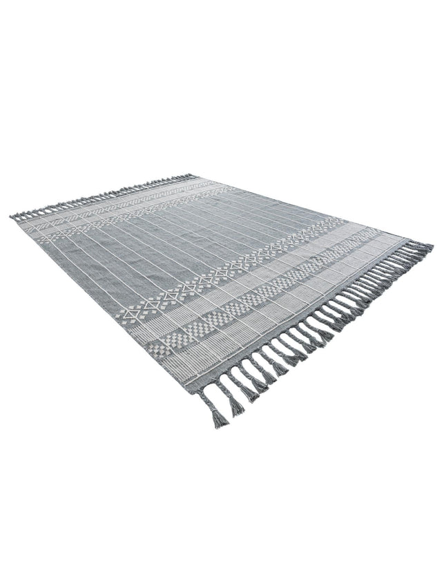 Cool Gray 7' 10 x 10' Eco Bohemian Indoor Outdoor Rectangle Area Rug Weather Resistant for Patio, Deck, Terrace, Balcony, Porch 100% Recycled PET Polyester Carpet Mat for Sale at Rug Engine