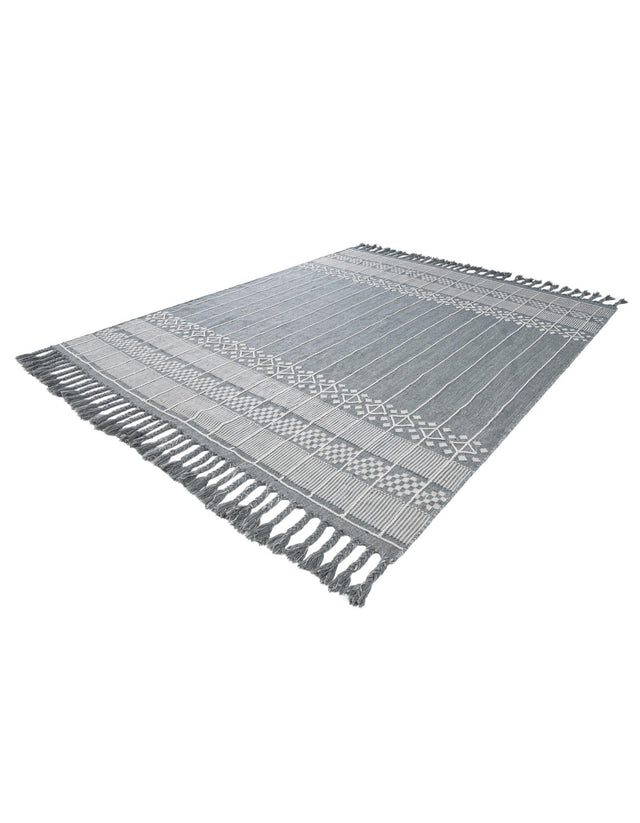Cool Gray 7' 10 x 10' Eco Bohemian Indoor Outdoor Rectangle Area Rug Weather Resistant for Patio, Deck, Terrace, Balcony, Porch 100% Recycled PET Polyester Carpet Mat for Sale at Rug Engine