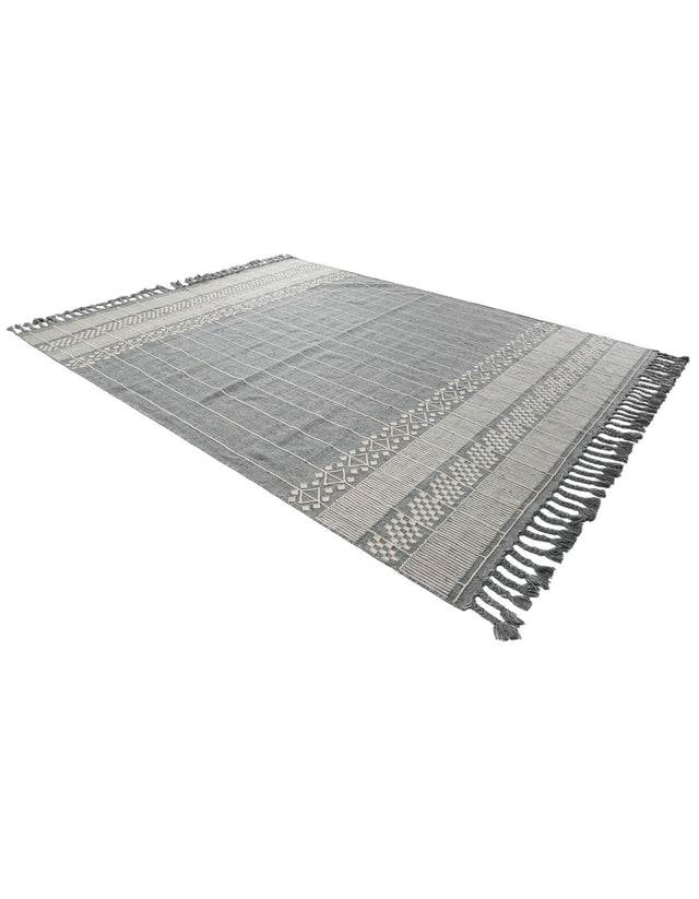 Cool Gray 9' x 12' Eco Bohemian Indoor Outdoor Rectangle Area Rug Weather Resistant for Patio, Deck, Terrace, Balcony, Porch 100% Recycled PET Polyester Carpet Mat for Sale at Rug Engine