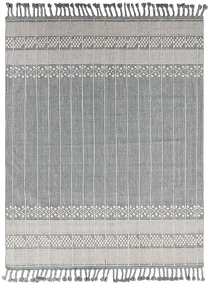 Cool Gray 9' x 12' Eco Bohemian Indoor Outdoor Rectangle Area Rug Weather Resistant for Patio, Deck, Terrace, Balcony, Porch 100% Recycled PET Polyester Carpet Mat for Sale at Rug Engine