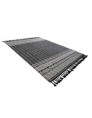 Charcoal Black 10' x 14' 1 Eco Bohemian Indoor Outdoor Rectangle Area Rug Weather Resistant for Patio, Deck, Terrace, Balcony, Porch 100% Recycled PET Polyester Carpet Mat for Sale at Rug Engine