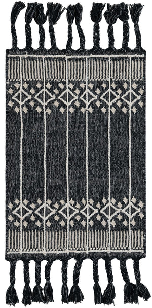 Charcoal Black 2' x 3' 1 Eco Bohemian Indoor Outdoor Rectangle Area Rug Weather Resistant for Patio, Deck, Terrace, Balcony, Porch 100% Recycled PET Polyester Carpet Mat for Sale at Rug Engine