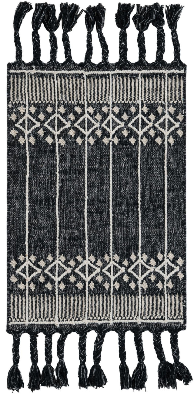 Charcoal Black 2' x 3' 1 Eco Bohemian Indoor Outdoor Rectangle Area Rug Weather Resistant for Patio, Deck, Terrace, Balcony, Porch 100% Recycled PET Polyester Carpet Mat for Sale at Rug Engine
