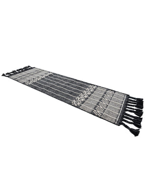 Charcoal Black 2' 2 x 6' 7 Eco Bohemian Indoor Outdoor Runner Area Rug Weather Resistant for Patio, Deck, Terrace, Balcony, Porch 100% Recycled PET Polyester Carpet Mat for Sale at Rug Engine