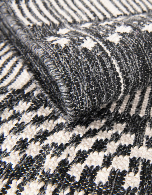 Charcoal Black 2' 2 x 5' 1 Eco Bohemian Indoor Outdoor Runner Area Rug Weather Resistant for Patio, Deck, Terrace, Balcony, Porch 100% Recycled PET Polyester Carpet Mat for Sale at Rug Engine