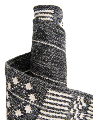 Charcoal Black 2' 2 x 6' 7 Eco Bohemian Indoor Outdoor Runner Area Rug Weather Resistant for Patio, Deck, Terrace, Balcony, Porch 100% Recycled PET Polyester Carpet Mat for Sale at Rug Engine