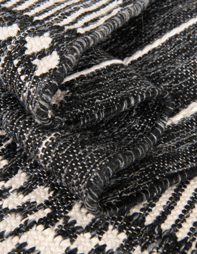 Charcoal Black 2' 2 x 8' 2 Eco Bohemian Indoor Outdoor Runner Area Rug Weather Resistant for Patio, Deck, Terrace, Balcony, Porch 100% Recycled PET Polyester Carpet Mat for Sale at Rug Engine