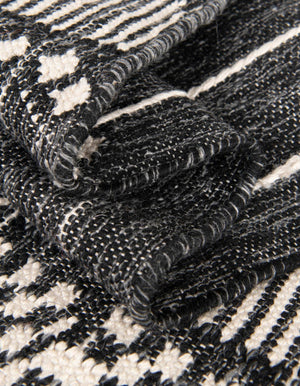 Charcoal Black 2' 2 x 6' 7 Eco Bohemian Indoor Outdoor Runner Area Rug Weather Resistant for Patio, Deck, Terrace, Balcony, Porch 100% Recycled PET Polyester Carpet Mat for Sale at Rug Engine