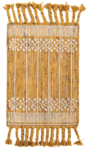 Mustard Yellow 2' x 3' 1 Eco Bohemian Indoor Outdoor Rectangle Area Rug Weather Resistant for Patio, Deck, Terrace, Balcony, Porch 100% Recycled PET Polyester Carpet Mat for Sale at Rug Engine