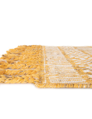 Mustard Yellow 4' 1 x 6' 1 Eco Bohemian Indoor Outdoor Rectangle Area Rug Weather Resistant for Patio, Deck, Terrace, Balcony, Porch 100% Recycled PET Polyester Carpet Mat for Sale at Rug Engine