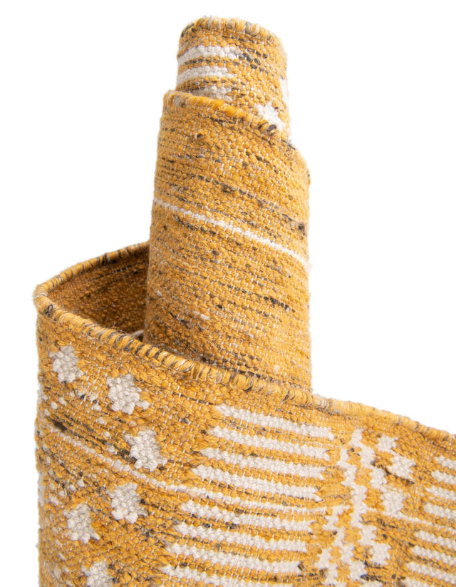 Mustard Yellow 2' x 3' 1 Eco Bohemian Indoor Outdoor Rectangle Area Rug Weather Resistant for Patio, Deck, Terrace, Balcony, Porch 100% Recycled PET Polyester Carpet Mat for Sale at Rug Engine