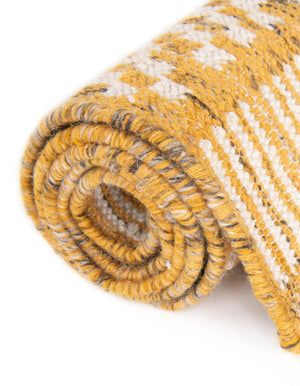 Mustard Yellow 4' 1 x 6' 1 Eco Bohemian Indoor Outdoor Rectangle Area Rug Weather Resistant for Patio, Deck, Terrace, Balcony, Porch 100% Recycled PET Polyester Carpet Mat for Sale at Rug Engine