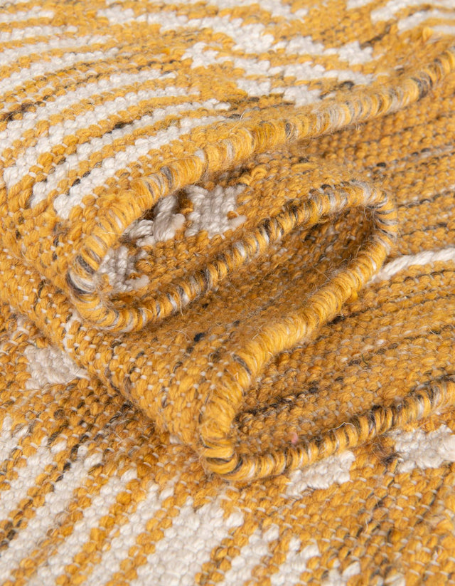 Mustard Yellow 4' 1 x 6' 1 Eco Bohemian Indoor Outdoor Rectangle Area Rug Weather Resistant for Patio, Deck, Terrace, Balcony, Porch 100% Recycled PET Polyester Carpet Mat for Sale at Rug Engine
