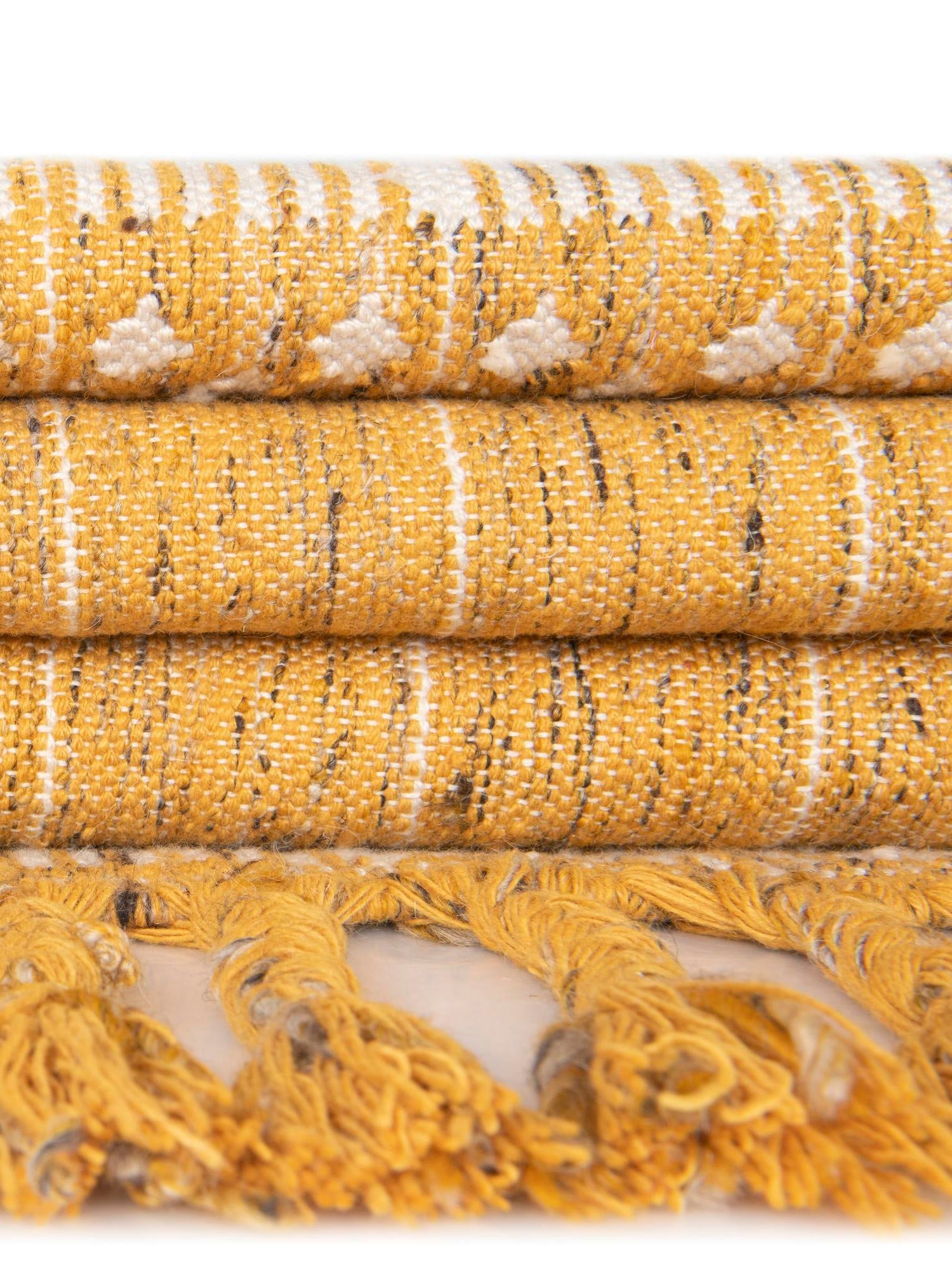 Mustard Yellow 2' 2 x 8' 2 Eco Bohemian Indoor Outdoor Runner Area Rug Weather Resistant for Patio, Deck, Terrace, Balcony, Porch 100% Recycled PET Polyester Carpet Mat for Sale at Rug Engine