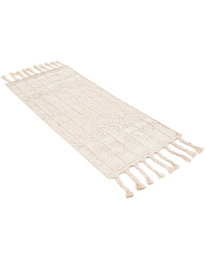 Ivory 2' 2 x 5' 1 Eco Bohemian Indoor Outdoor Runner Area Rug Weather Resistant for Patio, Deck, Terrace, Balcony, Porch 100% Recycled PET Polyester Carpet Mat for Sale at Rug Engine