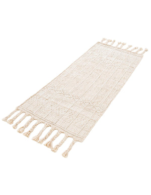 Ivory 2' 2 x 5' 1 Eco Bohemian Indoor Outdoor Runner Area Rug Weather Resistant for Patio, Deck, Terrace, Balcony, Porch 100% Recycled PET Polyester Carpet Mat for Sale at Rug Engine