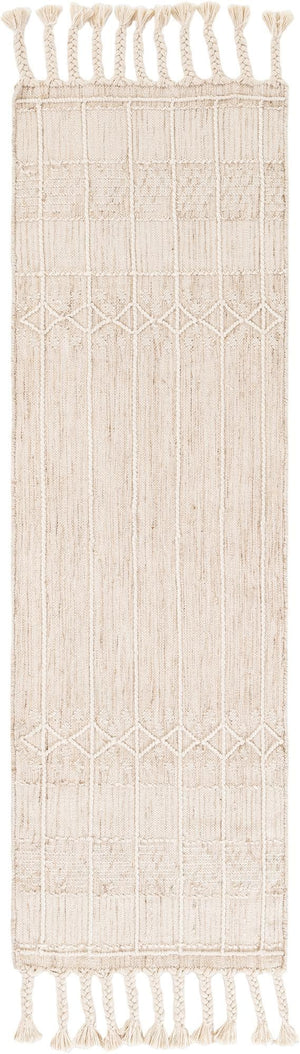 Ivory 2' 2 x 6' 7 Eco Bohemian Indoor Outdoor Runner Area Rug Weather Resistant for Patio, Deck, Terrace, Balcony, Porch 100% Recycled PET Polyester Carpet Mat for Sale at Rug Engine