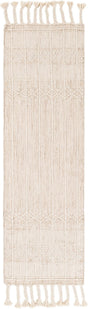 Ivory 2' 2 x 6' 7 Eco Bohemian Indoor Outdoor Runner Area Rug Weather Resistant for Patio, Deck, Terrace, Balcony, Porch 100% Recycled PET Polyester Carpet Mat for Sale at Rug Engine
