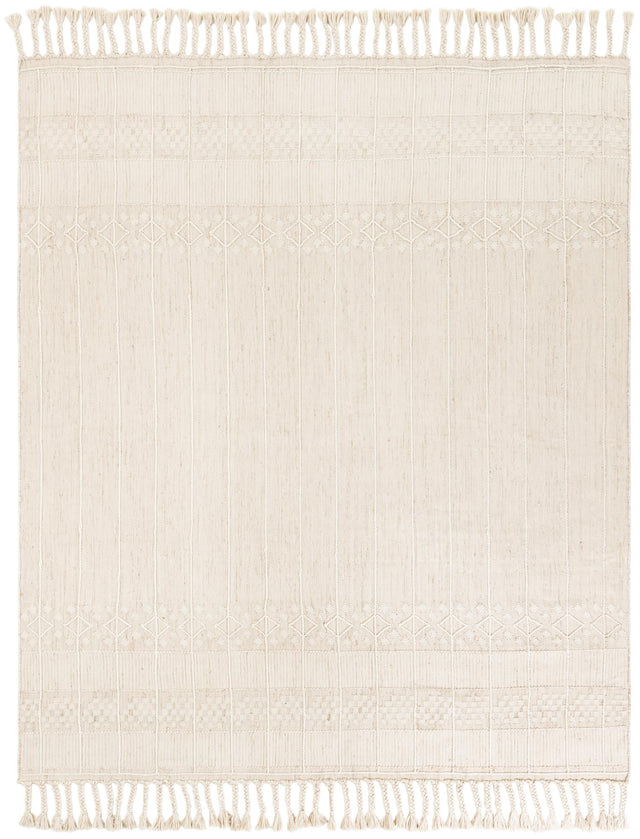 Ivory 7' 10 x 10' Eco Bohemian Indoor Outdoor Rectangle Area Rug Weather Resistant for Patio, Deck, Terrace, Balcony, Porch 100% Recycled PET Polyester Carpet Mat for Sale at Rug Engine