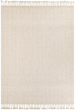 Ivory 9' x 12' Eco Bohemian Indoor Outdoor Rectangle Area Rug Weather Resistant for Patio, Deck, Terrace, Balcony, Porch 100% Recycled PET Polyester Carpet Mat for Sale at Rug Engine