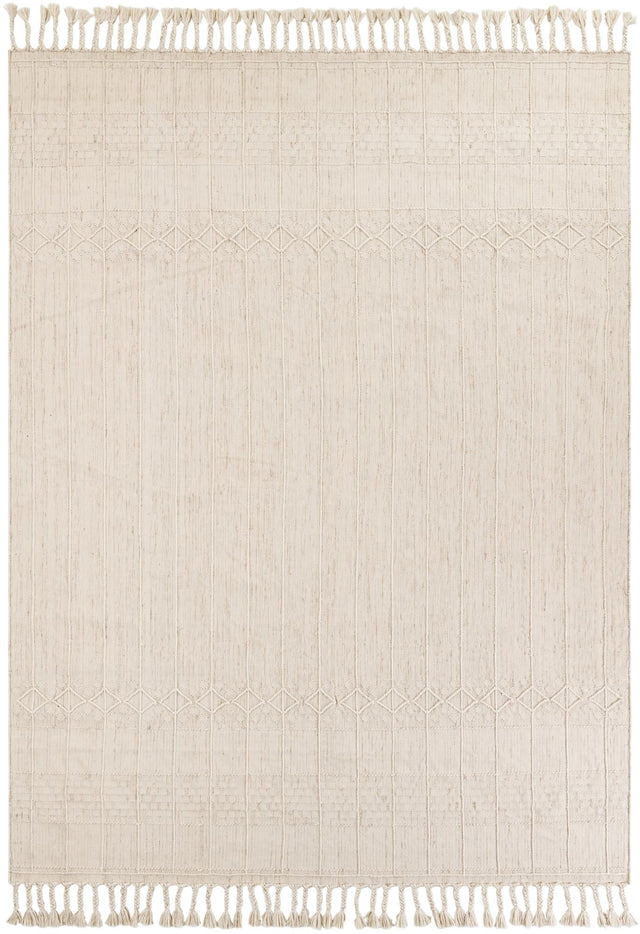 Ivory 9' x 12' Eco Bohemian Indoor Outdoor Rectangle Area Rug Weather Resistant for Patio, Deck, Terrace, Balcony, Porch 100% Recycled PET Polyester Carpet Mat for Sale at Rug Engine