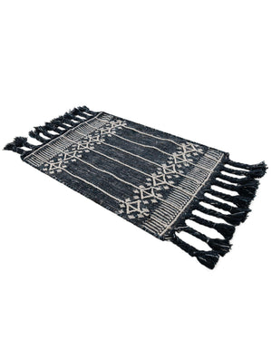Navy Blue 2' x 3' 1 Eco Bohemian Indoor Outdoor Rectangle Area Rug Weather Resistant for Patio, Deck, Terrace, Balcony, Porch 100% Recycled PET Polyester Carpet Mat for Sale at Rug Engine