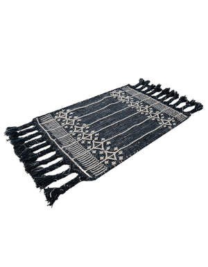Navy Blue 2' x 3' 1 Eco Bohemian Indoor Outdoor Rectangle Area Rug Weather Resistant for Patio, Deck, Terrace, Balcony, Porch 100% Recycled PET Polyester Carpet Mat for Sale at Rug Engine