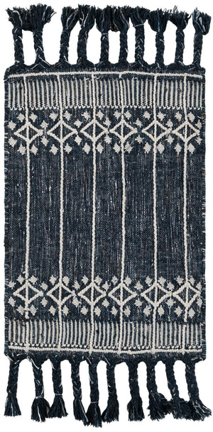 Navy Blue 2' x 3' 1 Eco Bohemian Indoor Outdoor Rectangle Area Rug Weather Resistant for Patio, Deck, Terrace, Balcony, Porch 100% Recycled PET Polyester Carpet Mat for Sale at Rug Engine
