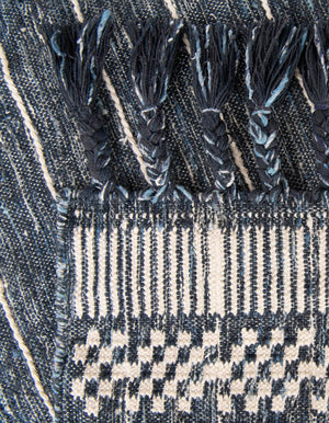 Navy Blue 2' 2 x 6' 7 Eco Bohemian Indoor Outdoor Runner Area Rug Weather Resistant for Patio, Deck, Terrace, Balcony, Porch 100% Recycled PET Polyester Carpet Mat for Sale at Rug Engine