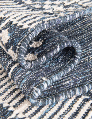 Navy Blue 2' 2 x 5' 1 Eco Bohemian Indoor Outdoor Runner Area Rug Weather Resistant for Patio, Deck, Terrace, Balcony, Porch 100% Recycled PET Polyester Carpet Mat for Sale at Rug Engine